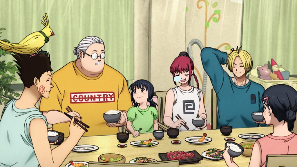 Gruppenbild der Hauptcharaktere von Sakamoto Days vor dem Convenience Store Gruppenbild der Hauptcharaktere von Sakamoto Days vor dem Convenience Store