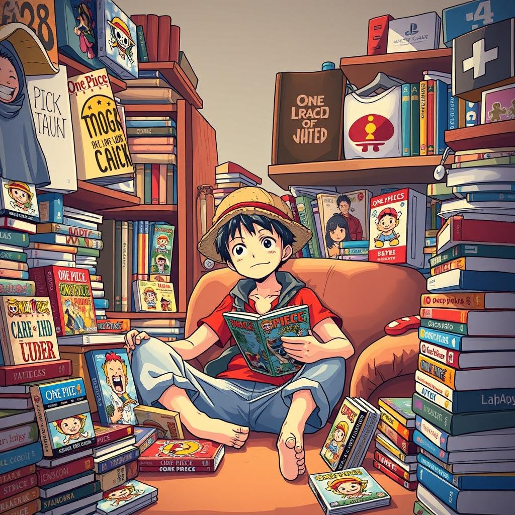 Nostalgischer One Piece Fan mit Sammlung Nostalgischer One Piece Fan mit Sammlung