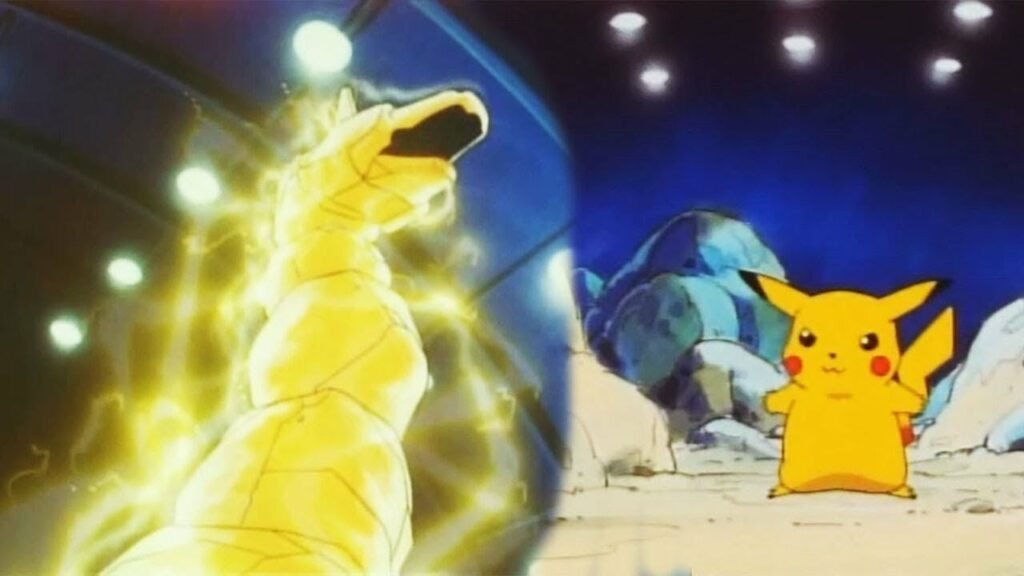 Pikachu setzt Elektro-Attacken gegen Boden-Pokémon ein - ein bekannter Fehler Pokémon Anime erste Generation