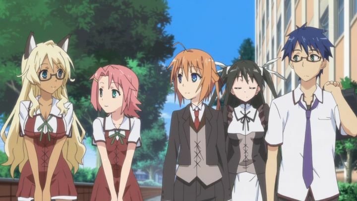 Subaru Konoe in Butler-Uniform neben einem nervösen Kinjirou Subaru Konoe in Butler-Uniform neben einem nervösen Kinjirou