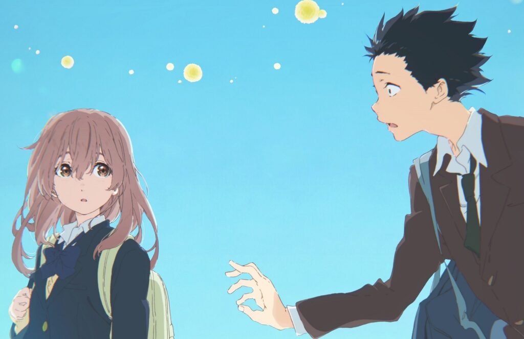 Szene aus dem Romance Anime A Silent Voice mit Shoko und Shoya Szene aus dem Romance Anime A Silent Voice mit Shoko und Shoya