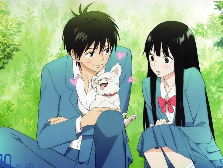 Szene aus dem Romance Anime Kimi ni Todoke mit Sawako und Kazehaya Szene aus dem Romance Anime Kimi ni Todoke mit Sawako und Kazehaya