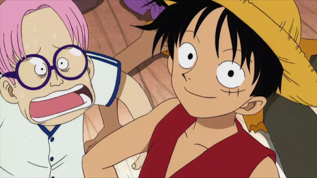 Szene aus dem Romance Dawn Arc mit Ruffy, der seine Reise beginnt Szene aus dem Romance Dawn Arc mit Ruffy, der seine Reise beginnt