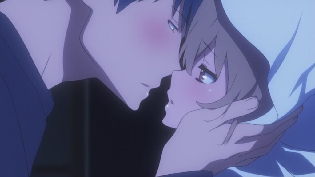 Taiga und Ryuuji aus dem Romance Anime Toradora in einer emotionalen Szene Taiga und Ryuuji aus dem Romance Anime Toradora in einer emotionalen Szene